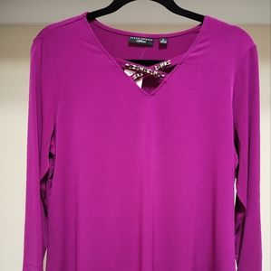 Susan Graver Liquid Knit Embellished Top